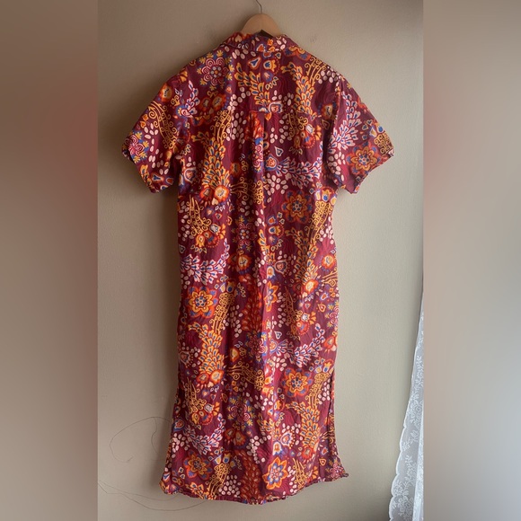 La DoubleJ Dress Bowling Floral Orange Relaxed Maxi Shirtdress Taranta Medium - Picture 5 of 16